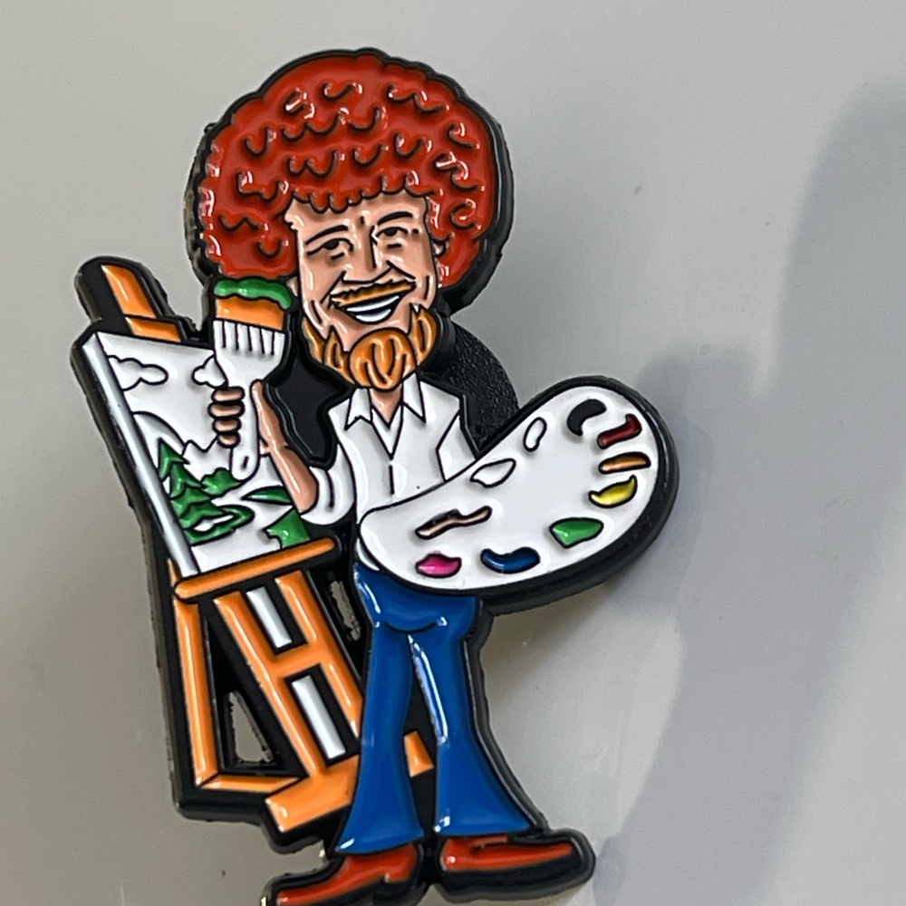 BOB ROSS, Painter Artist Enameled, Alloy Lapel Pin or Brooch Unisex- NWT